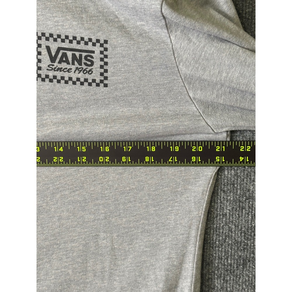 Vans Mens Long Sleeve Hooded T-Shirt Gray Checkerboard Logo Graphic Tee Large - Picture 7 of 7